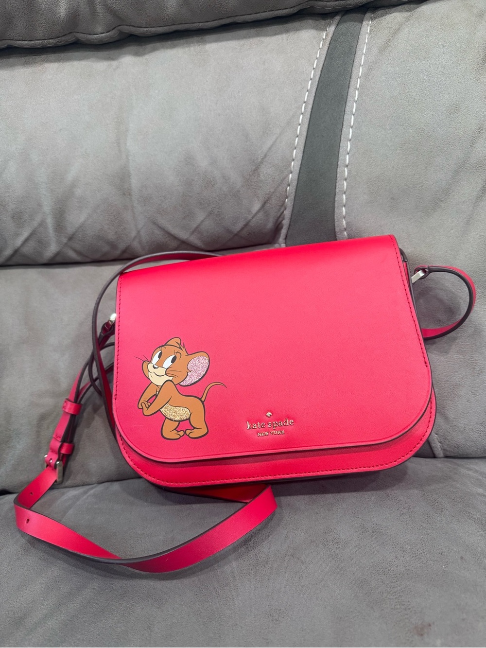 kate spade Red Leather Crossbody with Jerry Cartoon
